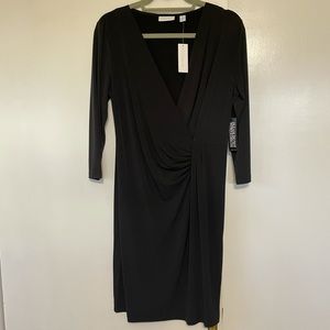 NWT Little Black Wrap-Style Knit Dress - Lg Petite